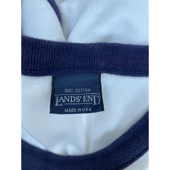 Lands' End Sleeveless Pleated Flare Tank Dress Women's Size S White & Navy - Picture 5 of 10